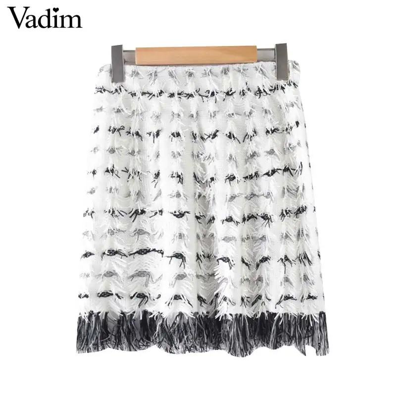 Вадим красивые женские полосатые вязаные элегантные бахромой юбки faldas mujer