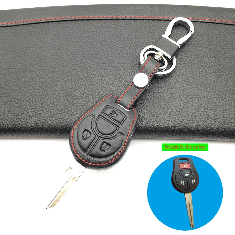 100% кожаный чехол для ключей Nissan March Tiida Altima Armada Cube Juke Maxima Pathfinder Rogue Sentra Versa 3/4