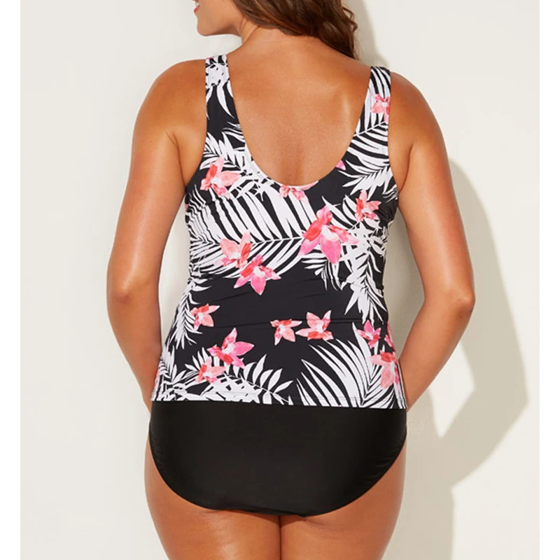 Женский купальник-танкини винтажный купальный костюм большого размера для пляжа