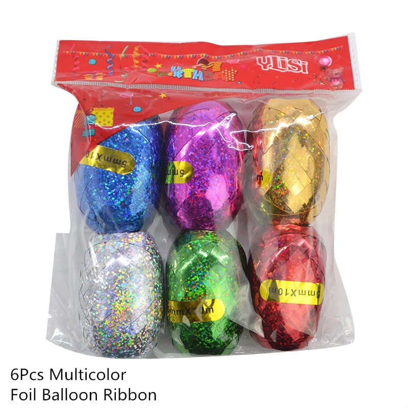 6pcs 10m mix ribbon 5 шт. воздушные шары с днем рождения, шары с цифрами 30 40 50 60 латексные воздушные шары для украшения свадьбы, юбилея, товары для дня рождения - Цвет: 6pcs 10m mix ribbon