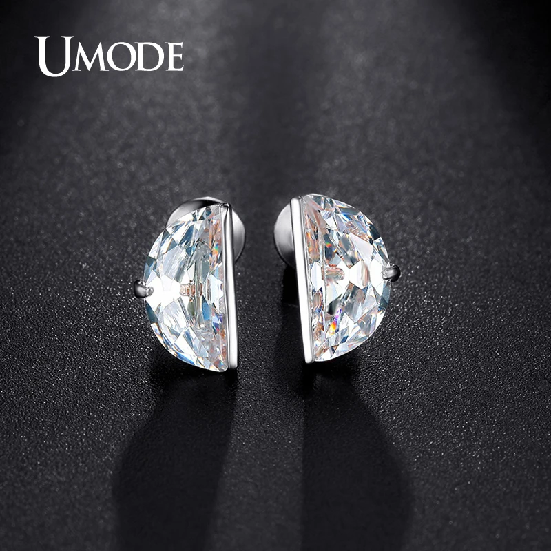 Женские полукруглые серьги гвоздики с фианитами 10 мм|earrings jewelry|colorful stud earingsstud earrings