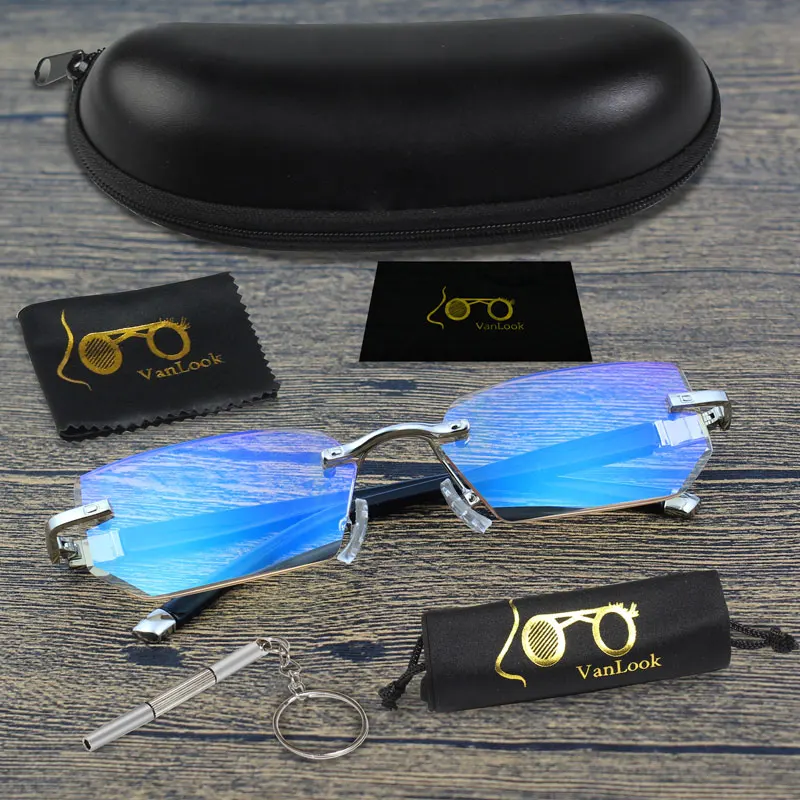 Vanlook мужские очки для чтения без оправы, антибликовые очки для глаз с диоптриями для зрения+ 1 1,5 2 2,5 3 3,5 4