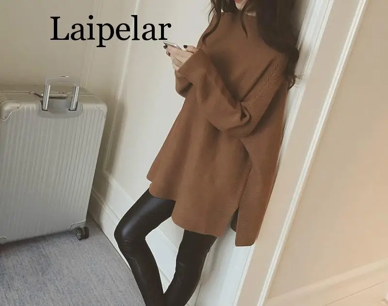 

Laipelar 2019 Autumn Winter Women Loose Knitted Sweater Oversized Long Sleeves O-Neck Tops Women Outwear Pullovers