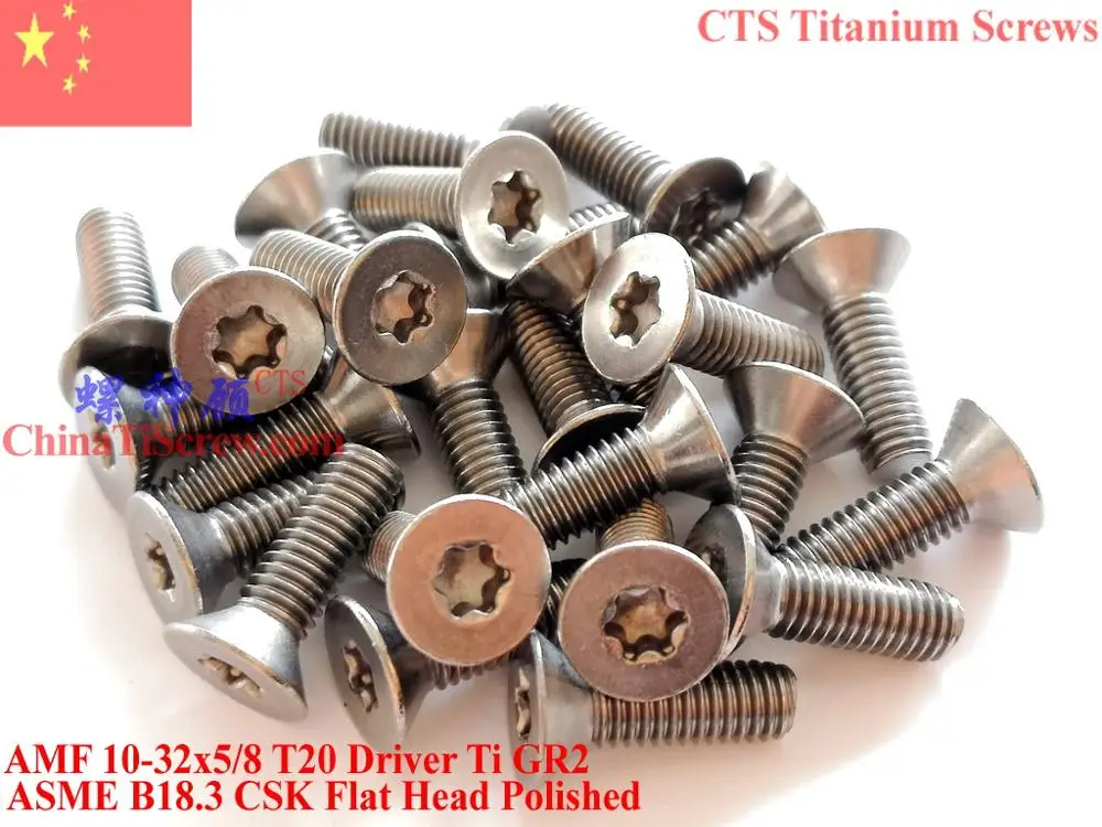 

Титановые винты 10-32x5/8 Torx T20 драйвер CSK плоская головка Ti GR2 полированная 50 шт.