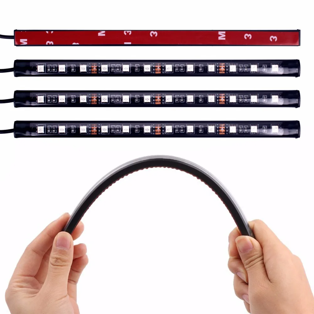 4 шт. Авто музыка Управление RGB Светодиодные ленты 12LED 5050 SMD голос гибкие