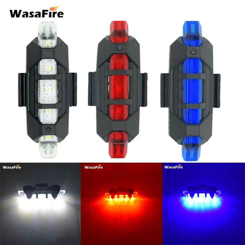 WasaFire портативный USB Перезаряжаемый велосипедный задний Предупреждение ющий