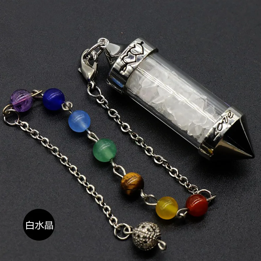 9 Рейки Исцеление 7 Чакра желаний бутылки маятник натуральный камень кулон ожерелье для женщин мужчин гадания амулет ювелирные изделия - Окраска металла: 9