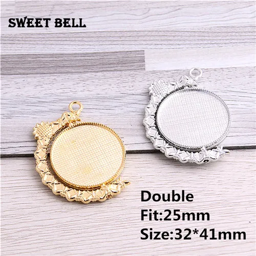 Bright gold Rhodium 10 шт. подходит для 25 мм металлический микс трендовых Rond flower Butterfly вращение двухсторонний Кабошон Подвеска Настройки подходит ожерелье подвеска D7010 - Цвет: Bright gold Rhodium