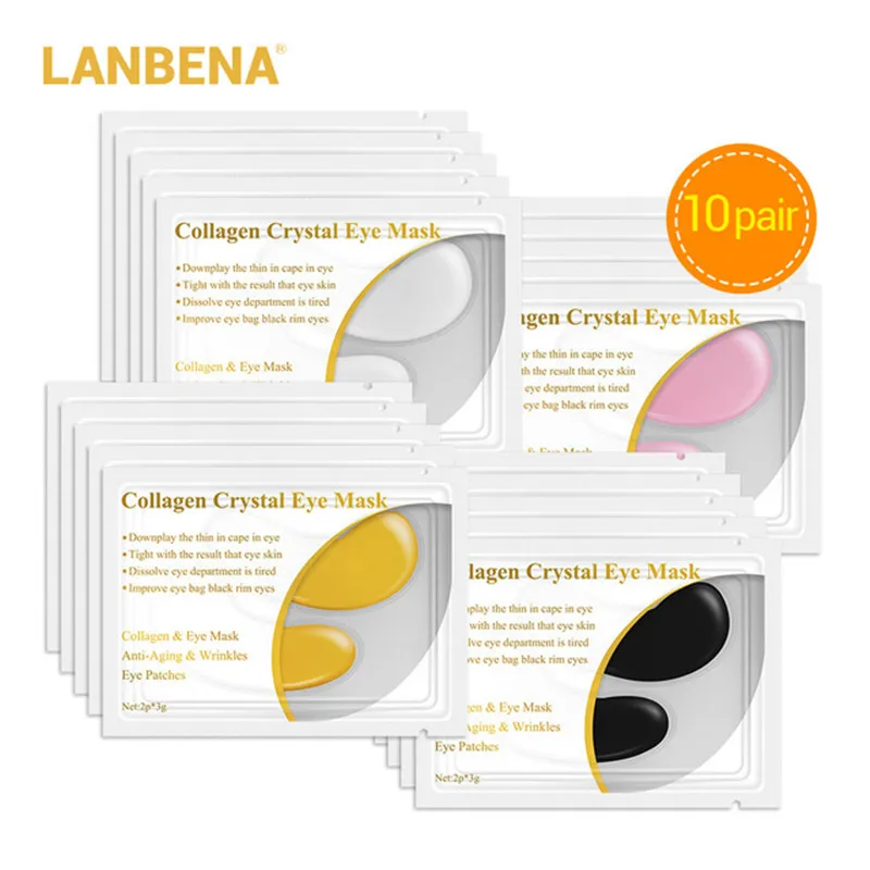 

LANBENA 10 пар/лот 20 шт. 24K Золотая маска для глаз коллагеновая Бриллиантовая Антивозрастная маска для глаз темные круги увлажняющий уход за коже...