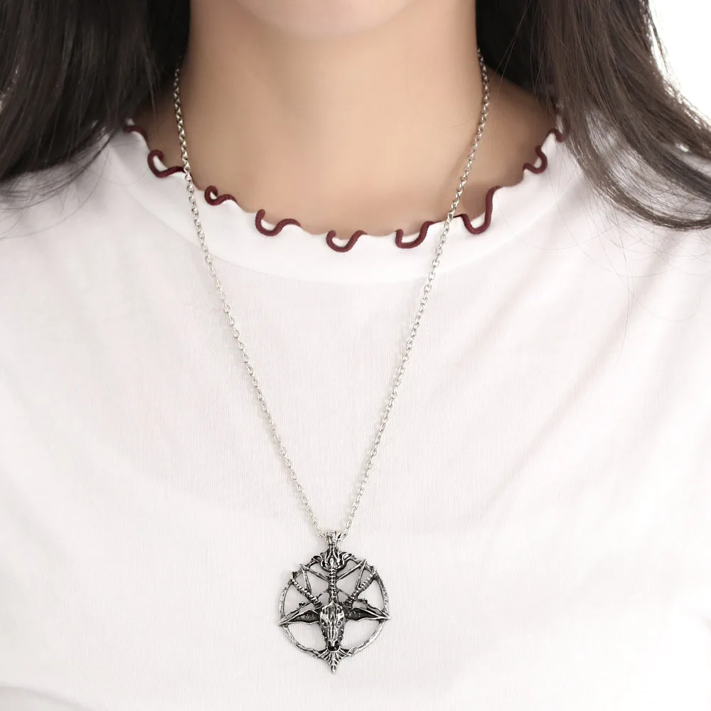 1 шт. человек Винтаж Мода Pentagram Пан Бог череп козла Глава Подвеска Цепочки и