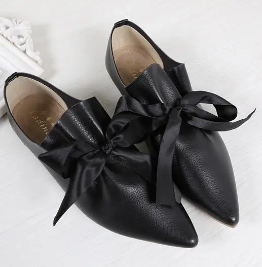 black 32-43, эспадрильи, женская обувь, Европейский Известный бренд, женская обувь на плоской подошве, Шелковый бант, эспадрильи, туфли с большим бантом, острый носок, туфли на плоской подошве - Цвет: black