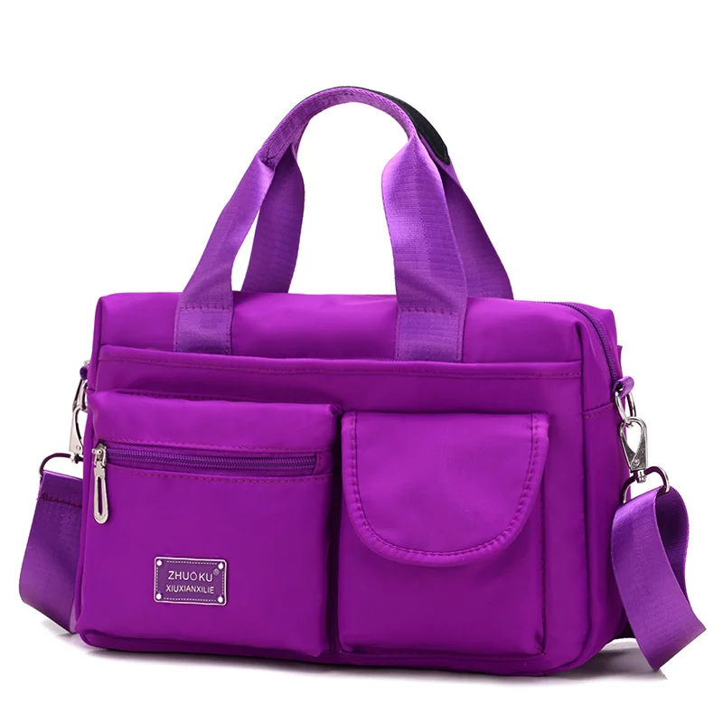 light purple Дизайнерские сумки с ручками высокого качества, сумки на плечо для путешествий, женские повседневные сумки-тоут, женские нейлоновые сумки-мессенджеры - Цвет: light purple