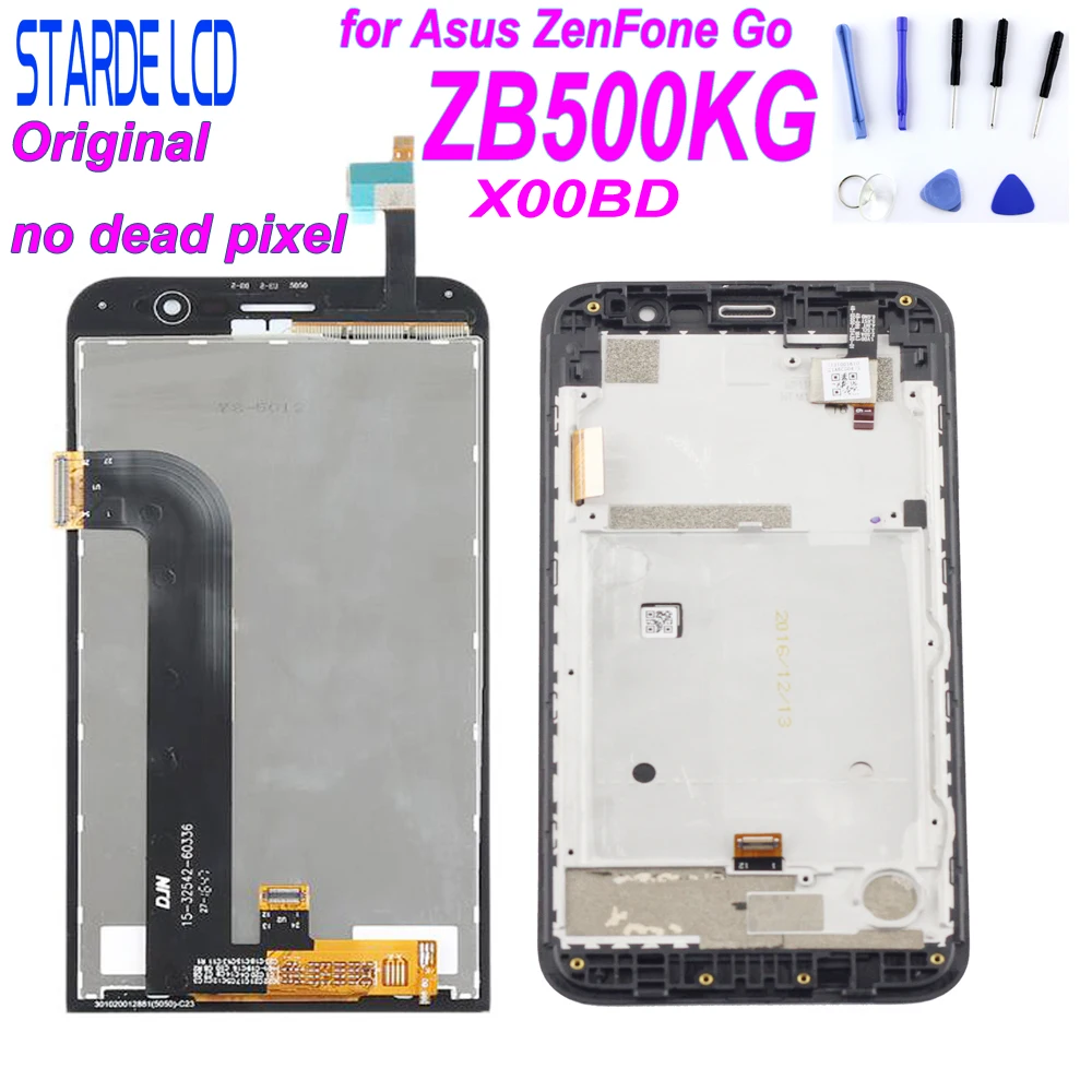 

STARDE Original LCD for Asus Zenfone Go ZB500KG X00BD LCD Display Touch Screen Digitizer Assembly with Frame with Free Tools