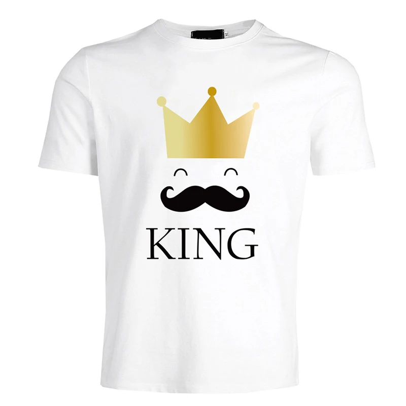 Повседневная футболка KING QUEEN с короткими рукавами и принтом короны модные