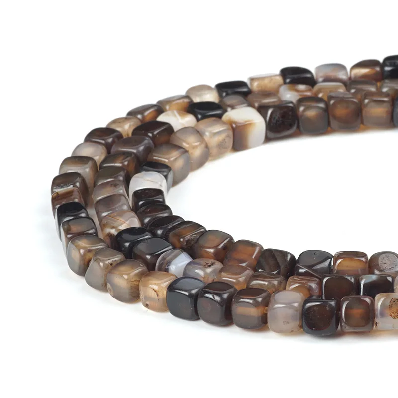 Brown-6mm Красочные Каменные Бусины полосатый Сердолик паутина Трещины Агат квадратный желе оникс 6 мм бусины для изготовления ювелирных изделий DIY Аксессуары - Цвет: Brown-6mm
