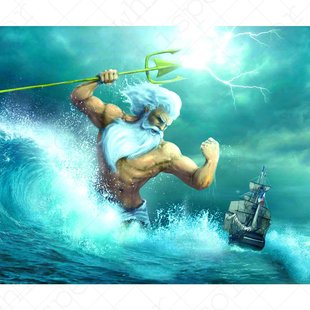 Алмазная картина Poseidon 5D полностью квадратная дрель Daimond картина греческой мифологии Алмазная вышивка для домашнего декора LE00804