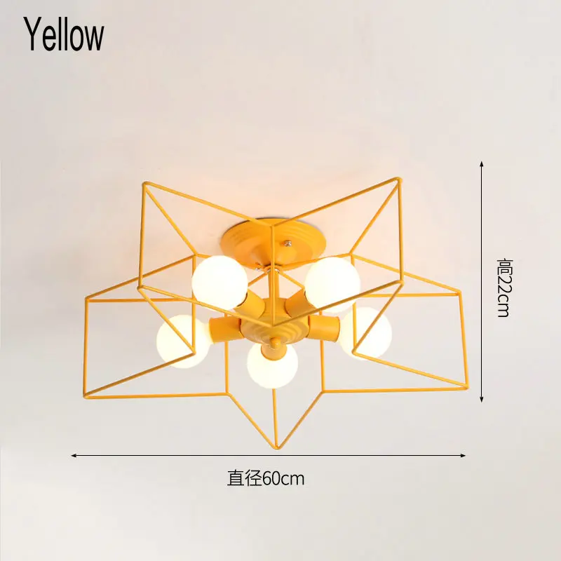 Yellow Artpad Современная звезда потолочные светильники для детской комнаты гостиной спальни освещение E27 светодиодный потолочный светильник для кухни розовый черный белый золотой - Цвет корпуса: Yellow
