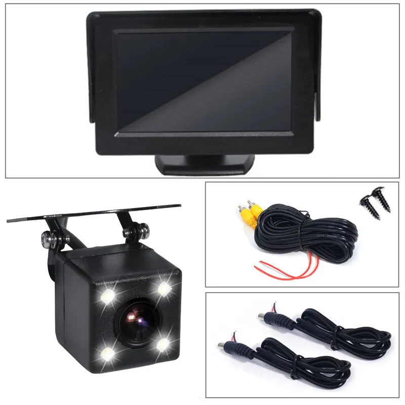 Monitor 4 LED Автомобильная парковочная камера заднего вида CCD со вспомогательной направляющей для парковки+ HD 4," цветной ЖК-монитор для автомобиля - Название цвета: Monitor 4 LED