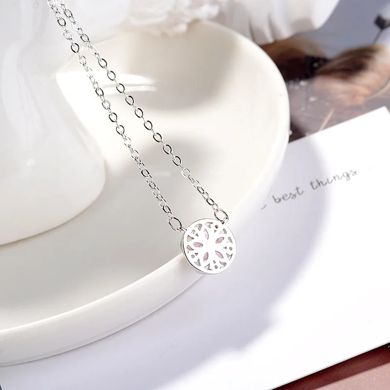 

FENGLI Round Pink Crystal Necklaces & Pendants Hot Sale Statement Jewelry For Women Christmas Gift Bijoux Femme