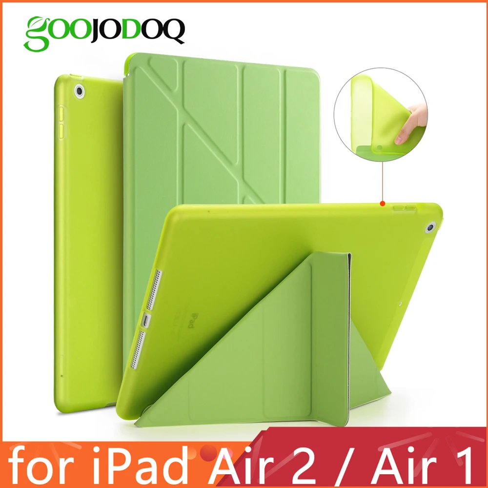 Для iPad Air 2 / Air 1 чехол, чехол для планшета Ультра тонкий тонкий кожаный PU+ силиконовый мягкий задний чехол для смарт-чехла для Apple iPad 5 6 автоматический спящий режим / пробуждение