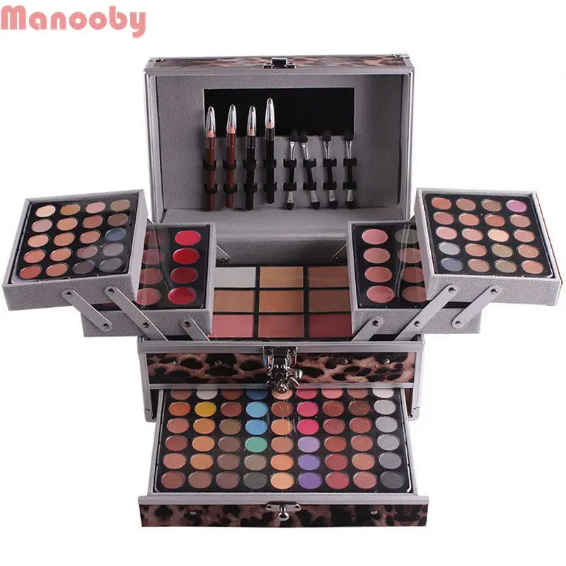 Manooby профессиональный набор для макияжа женщин три тени век губная помада пудра