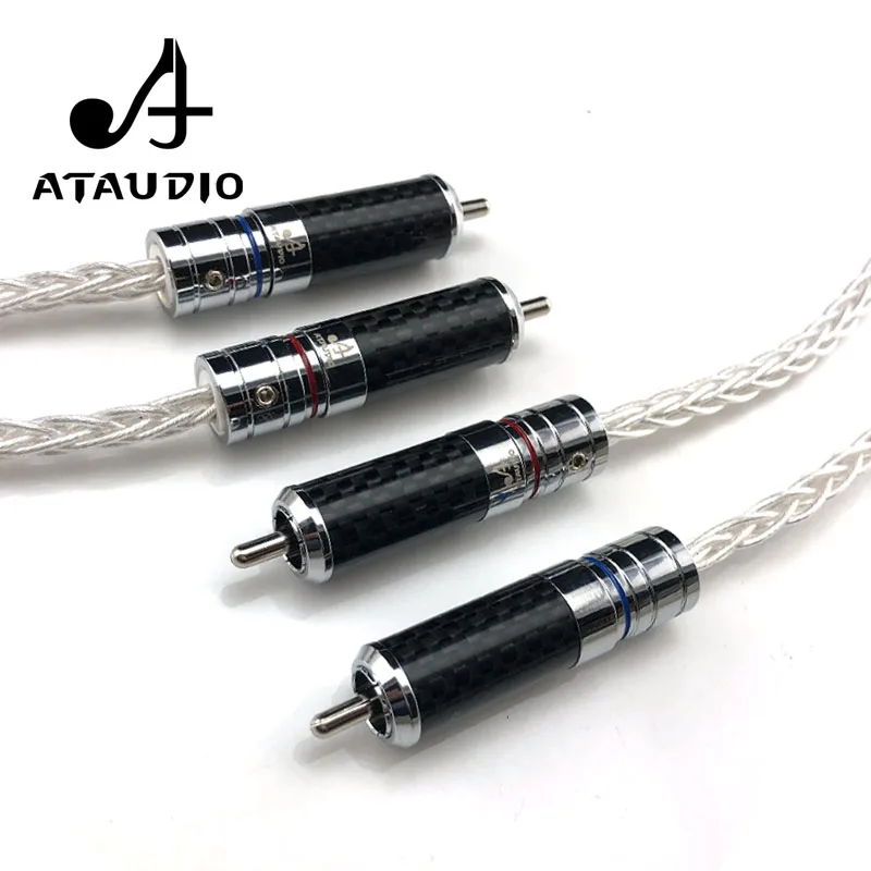 Посеребренный Hi Fi RCA кабель ATAUDIO 7N OCC end 2RCA аудиокабель Папа папа 1 м 2 3 м|Кабели VGA| |