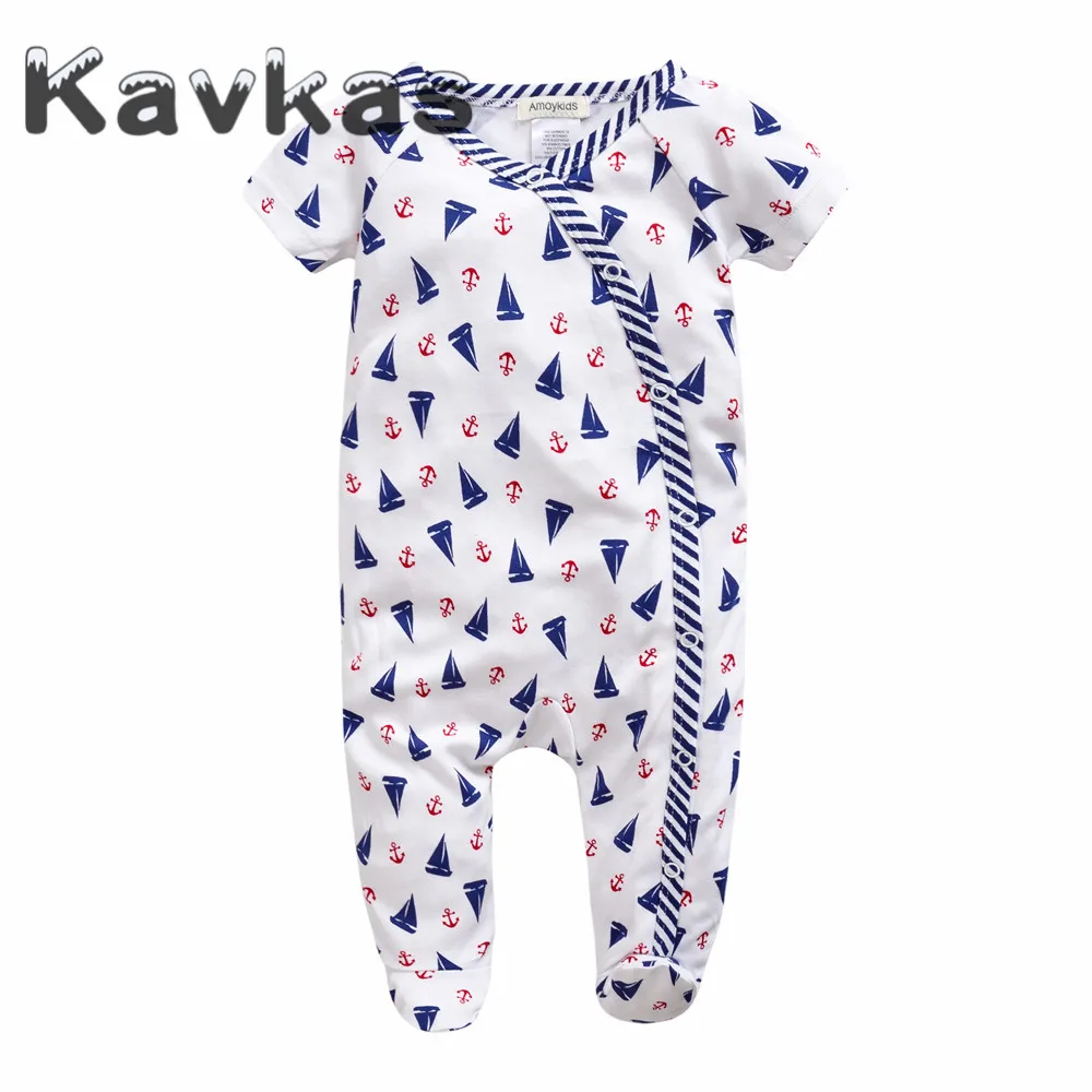 Kavkas/комбинезон с цветочным рисунком для маленьких девочек, бамбуковый хлопковый комбинезон с короткими рукавами, Летний Детский комбинезон для детей от 0 до 9 месяцев, комбинезон для новорожденных, одежда для малышей - Цвет: PY1102