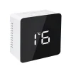 Square Светодиодный зеркальный будильник, часы, цифровой Повтор, настольные часы, будильник, светильник, электронный, большое время, отображение температуры, украшение для дома часы - Цвет: Square