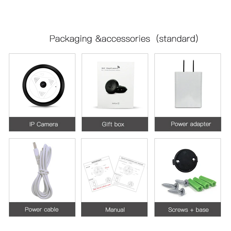 

NINIVISION IP Camera Wireless WiFi Panoramic Camera Security Network Monitor Fisheye 360 Full degree View Two Way Audio IR-CUT