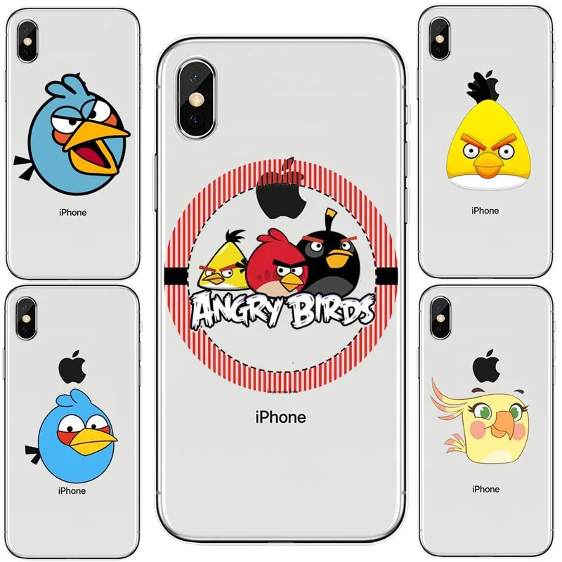 Модные милые Angry Bird Силиконовые ТПУ чехол для телефона iPhone 4s 5C X 10 XS 8 плюс XR Max