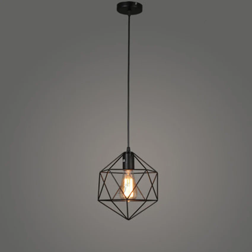 Железная люстра в стиле лофт диаметром 22 см винтажная многоугольная