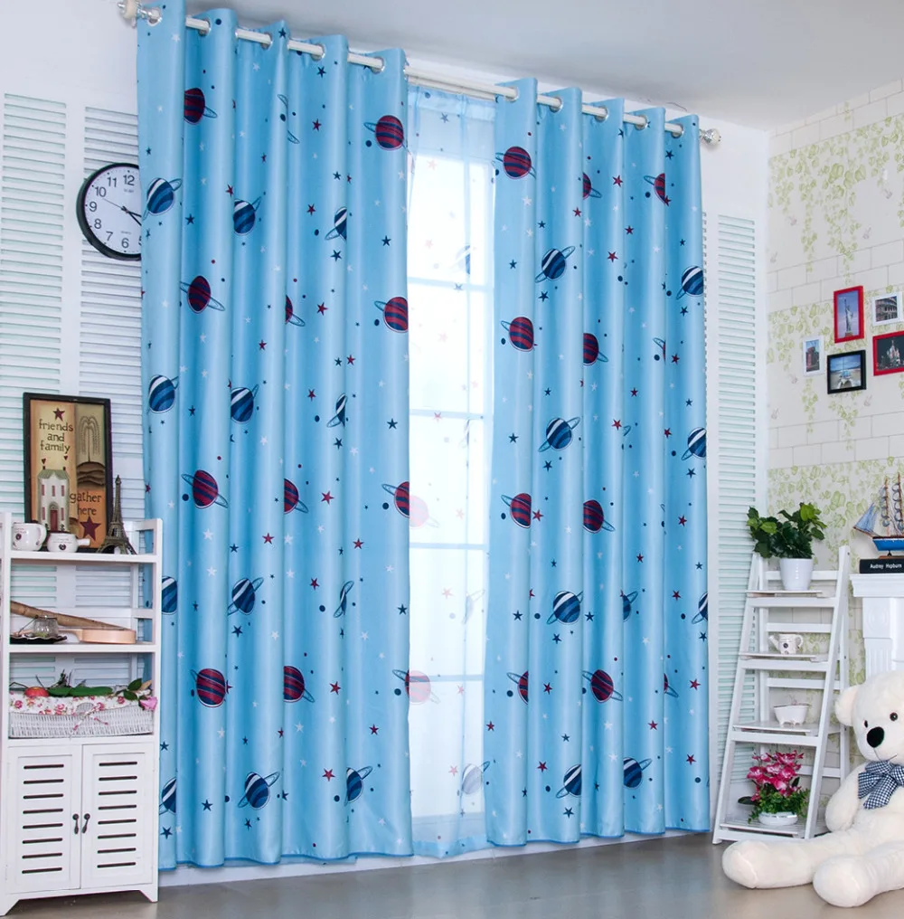 Последние 2 вида цветов синие Мультяшные шторы для мальчиков спальни детей