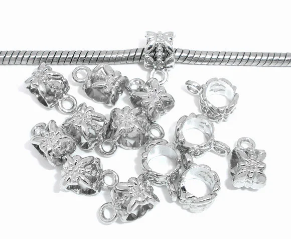 DoreenBeads 50 серебристых бусин с цветами под заказ браслет шармами (B05750) yiwu|bracelet