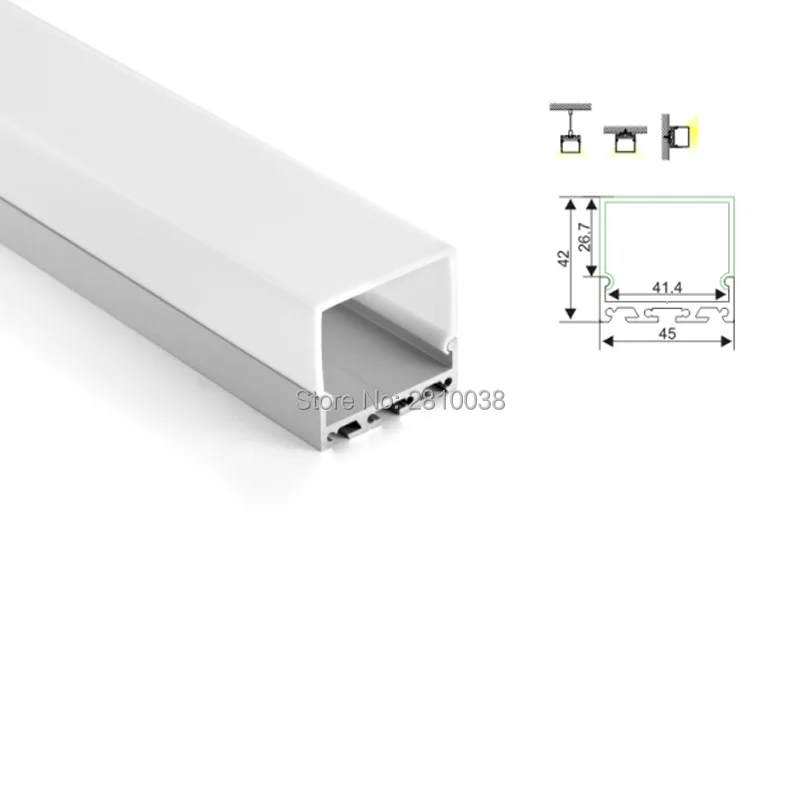 100X2 м наборы/партия офисное освещение профиль led алюминий 42 мм высокий квадратный
