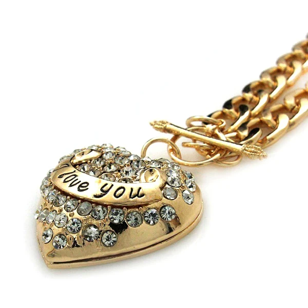 Подвески в форме сердца я люблю тебя с толстой цепью ожерелье|i love you|love youpendant with
