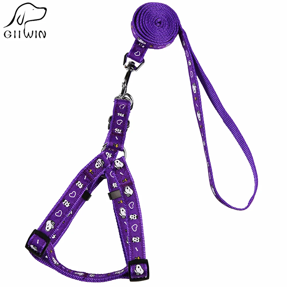 

[GIIWIN] Pet Leash Harness for Small Dog Cat Basic Halter Harness Nylon Colorful Pet Collar Leash Set Products for Animal YS0021
