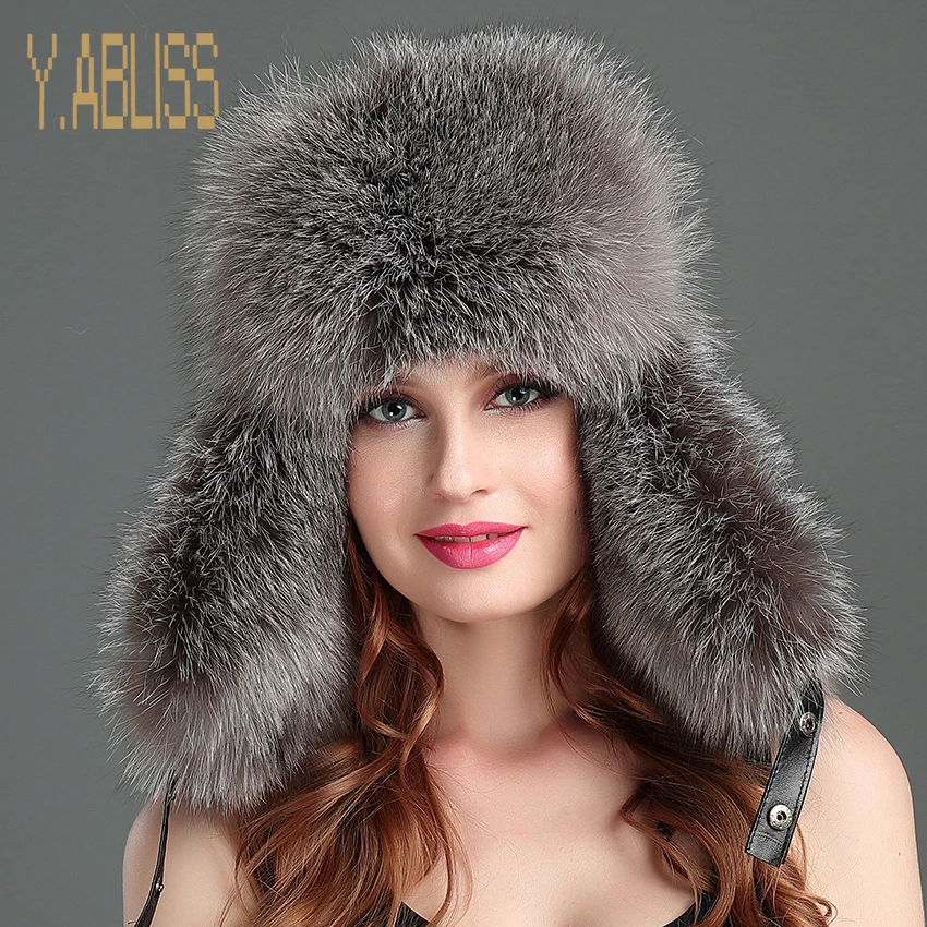 Унисекс всего Фокс Мех животных шапка ушанка пушистый Шапки ушанки для женщин с