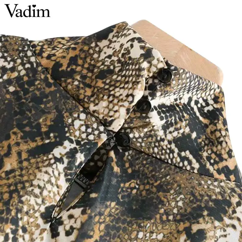Vadim Женская шикарная блузка со змеиным принтом животный узор водолазка рубашки с