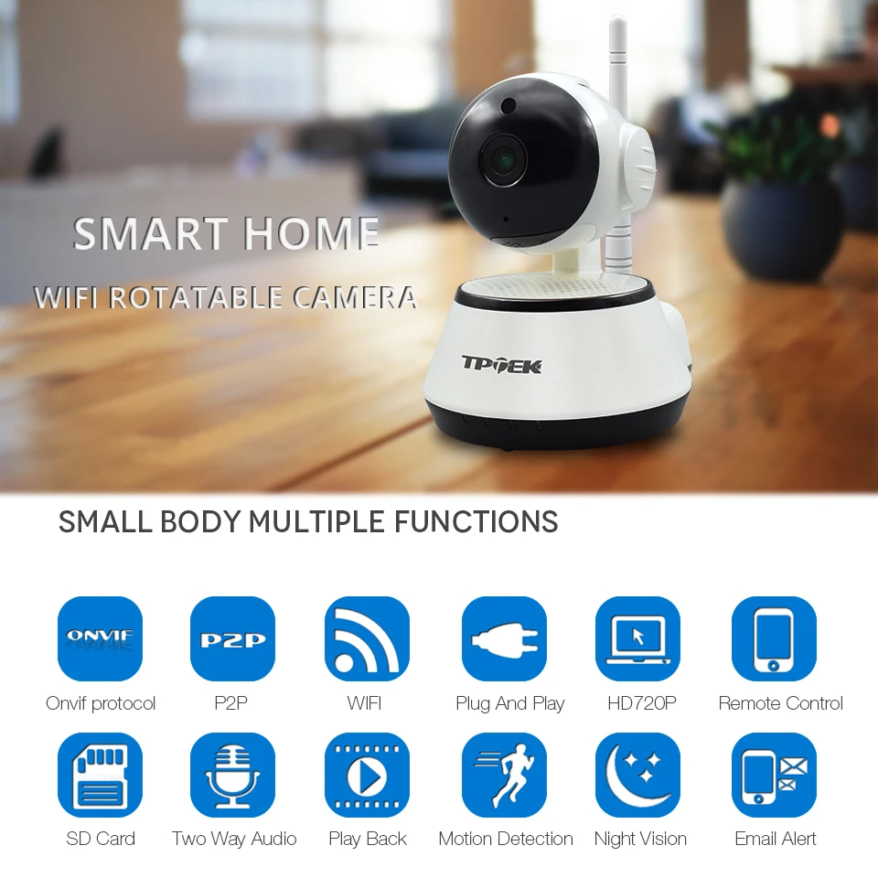 IP Камера Wi Fi Беспроводной видеонаблюдения 720 P Ночное видение P2P Onvif обнаружения
