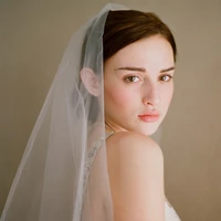 two layers elegant short white wedding veil bridal veils tulle veil free shipping wedding accessories