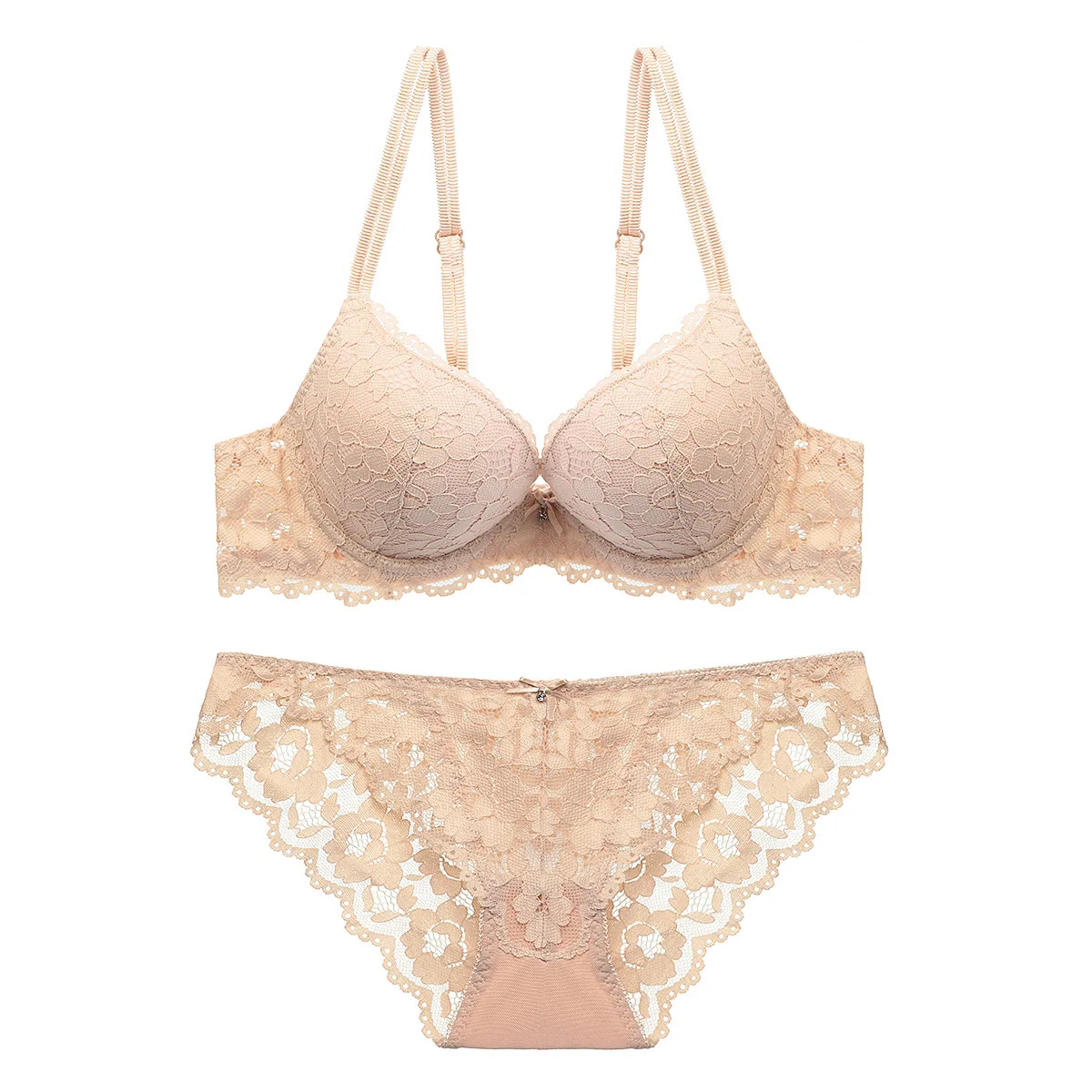Hot Sale Luxury 3/4 Cup Brand Sexy Intimates Push Up Bra Set Underwear Floral Embroidery Lace Women Panty | Женская одежда