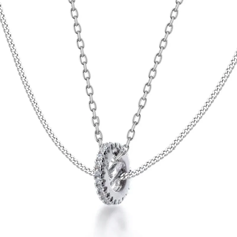 

100% 925 Sterling Silver Round Gear Pendant Necklace Short Clavicle Chain Temperament Jewelry For Women Lady Party Present D5269