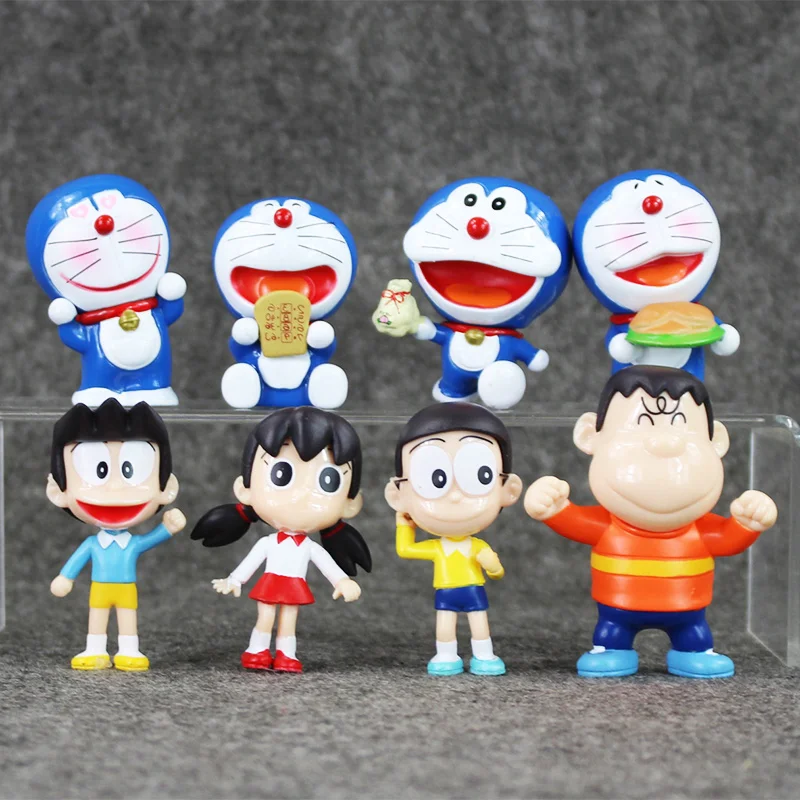 Фигурка Аниме Doraemon Nobita Sizuka Takeshi Mini из ПВХ 5 7 см 8 шт./лот милые игрушки кукла для