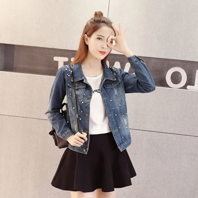 

SWYIVY Women's Denim Jacket Plus Size Women 100Kg Short Coat Jacket Female Streetwear Casual Coat Women Clothes Coat For Women