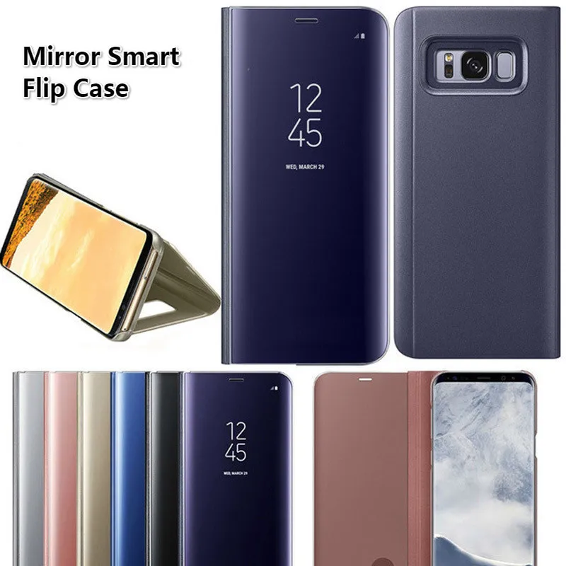 Для Samsung Note 5 C8 C10 зеркальный флип-чехол для телефона с кронштейном кожаный