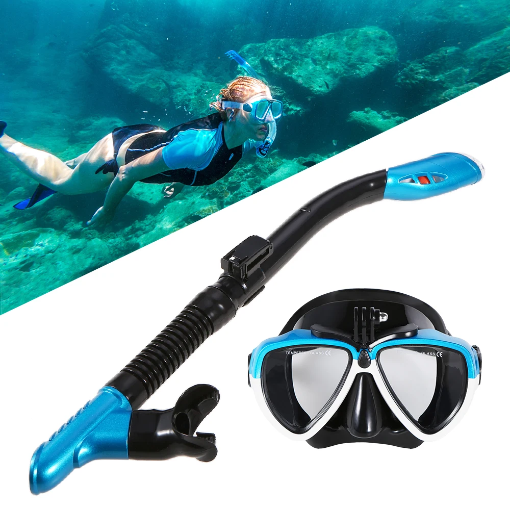 

Professional Scuba Diving Mask Snorkels Equipment Snorkeling Mask Set Diving Goggles with Easy Breath Dry Snorkel Tube