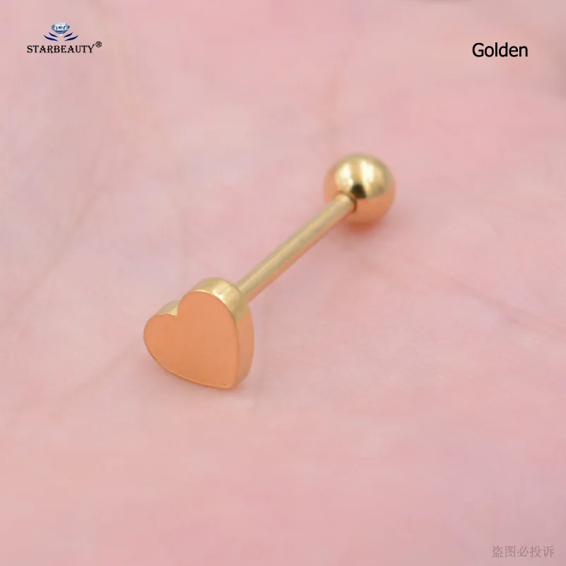 Starbeauty, 1 шт., милые кольца для пирсинга языка в форме сердца, розовое золото, кольцо для сосков, спираль, промышленные серьги для пирсинга, ювелирные изделия для тела