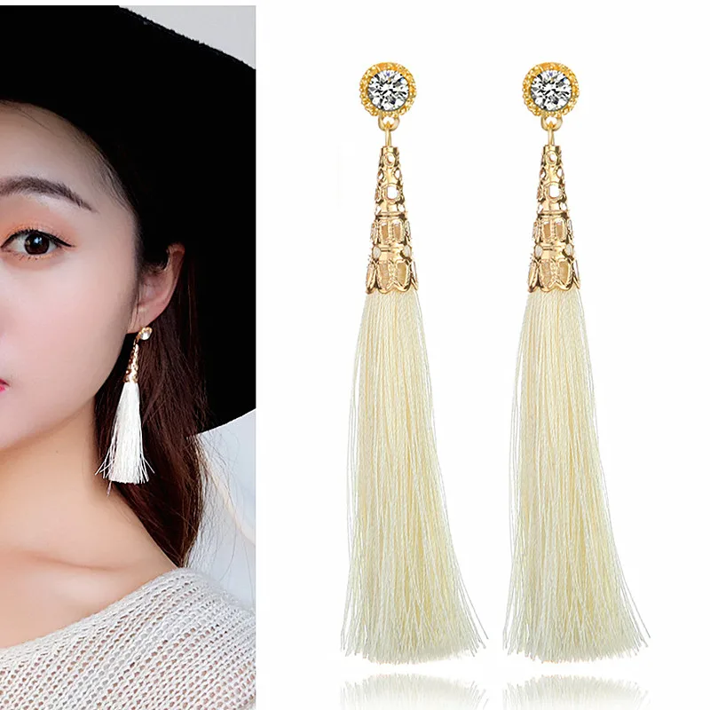 Модные серьги крупные Винтажные Стразы женские серьги-подвески в этническом