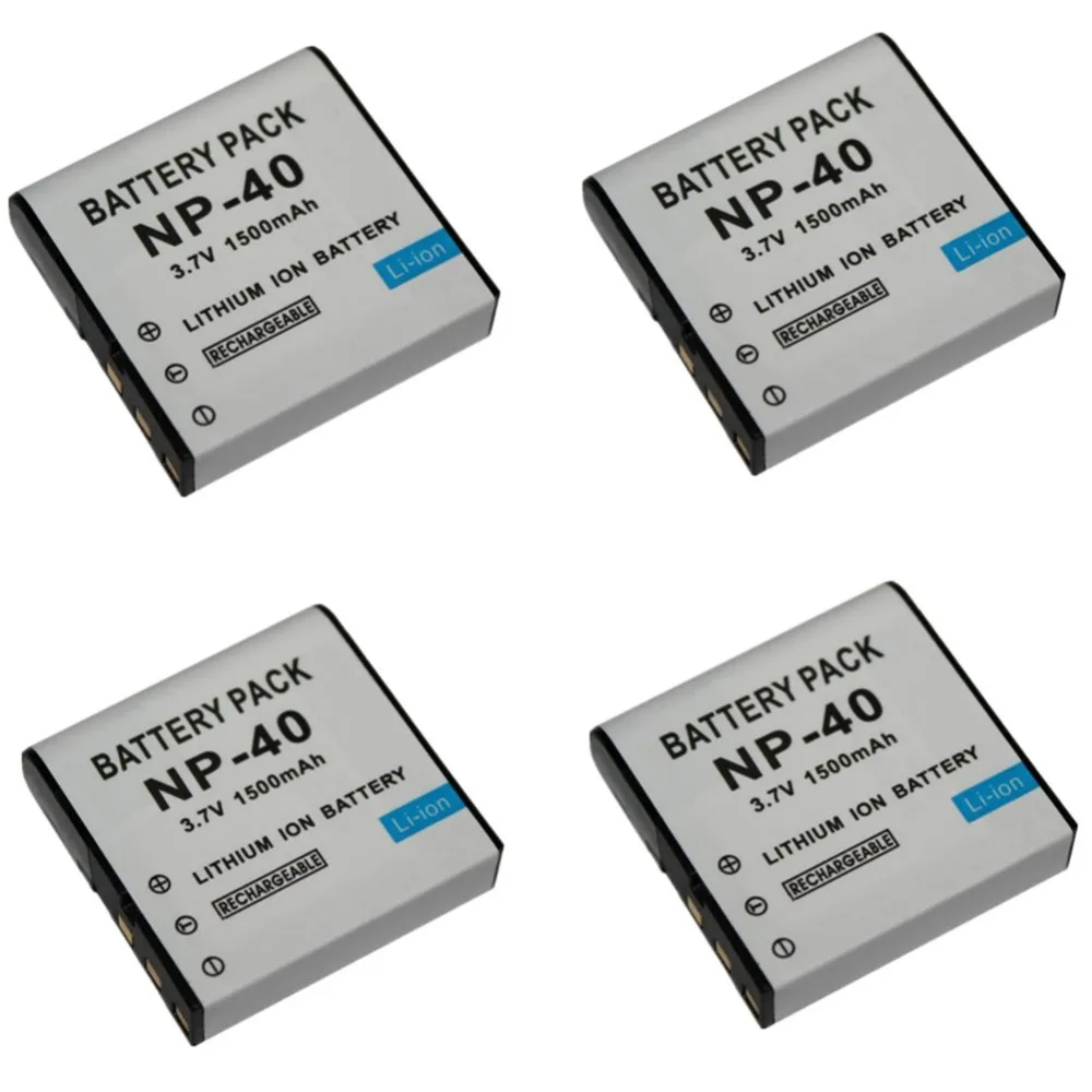 Аккумулятор NP40 для камер Casio 4 шт. 1500 мАч NP 40 55 57 Z100 Z300 Z400 Z450 FC100|np40 battery|battery np40for casio |