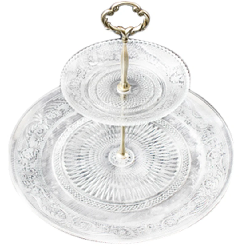 

European 3 layer glass cake stand modern creative candy snack fruit plate afternoon tea dessert display rack shelf mx6261633
